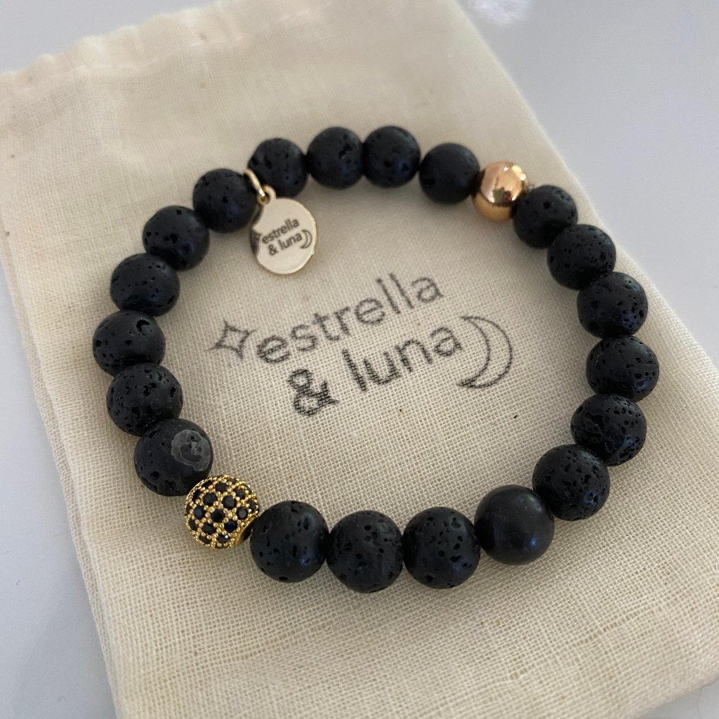 Black And Gold Natural Stone Boho Bracelet 20$